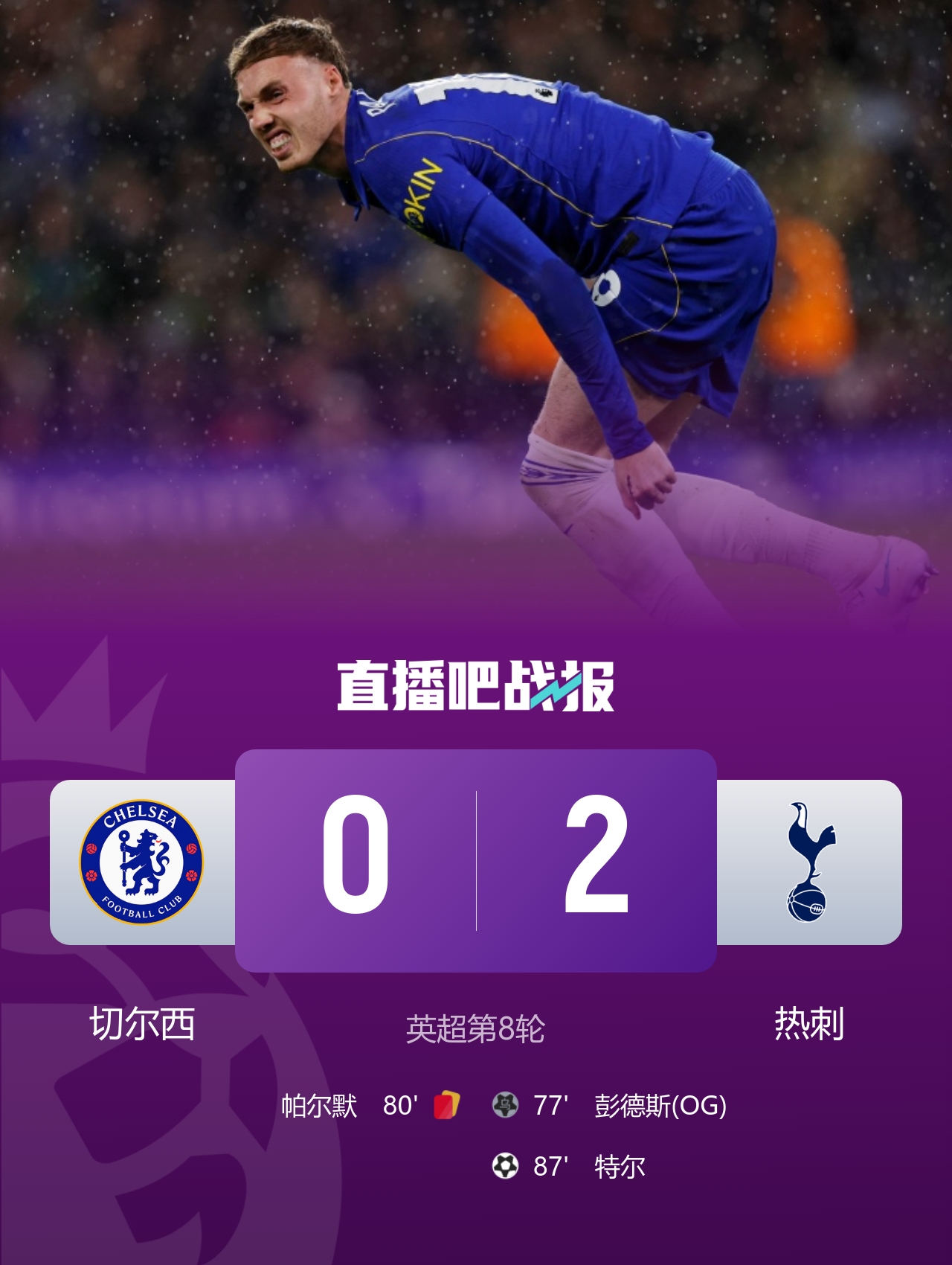早报：曼城英超首败积分被阿森纳追平 热刺2-0完胜十人切尔西